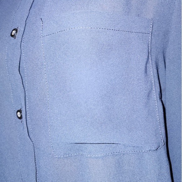 Moon Collection NWT Sheer Navy Beaded Long Sleeve Button Front Blouse Size XL - Picture 7 of 11